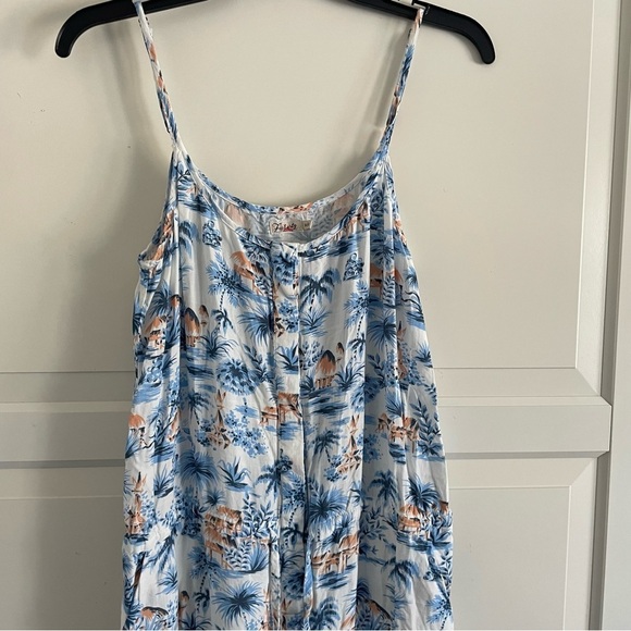 NWT Faherty Lelia blue white tropical print jumpsuit nwot 30556 - Picture 10 of 14